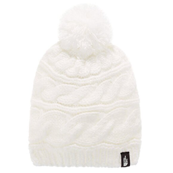 The North Face White Triple Cable Pom Beanie One Size 2155 - Picture 1 of 6